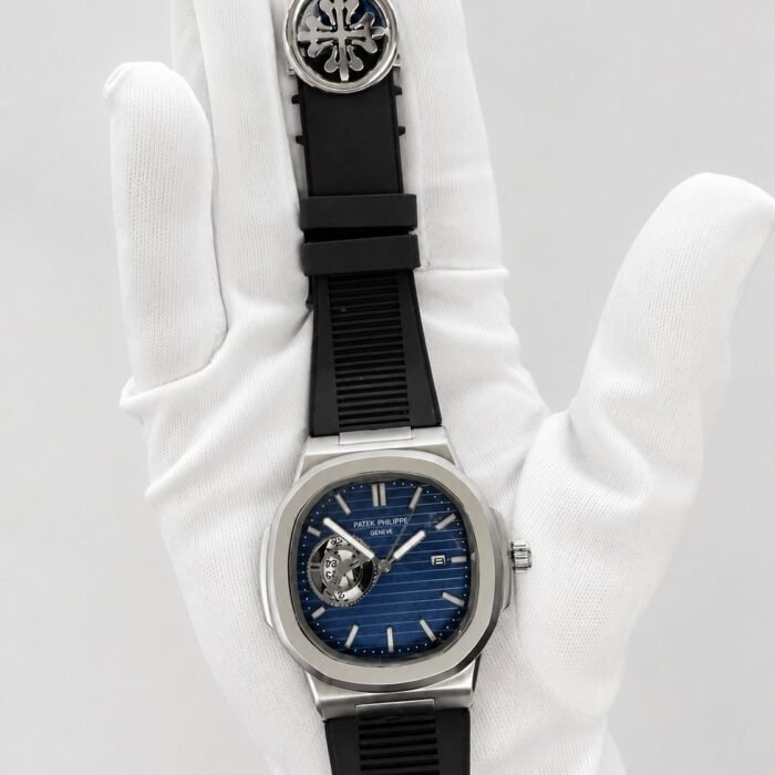 Patek Philippe Nautilus Blue Dial Black Rubber