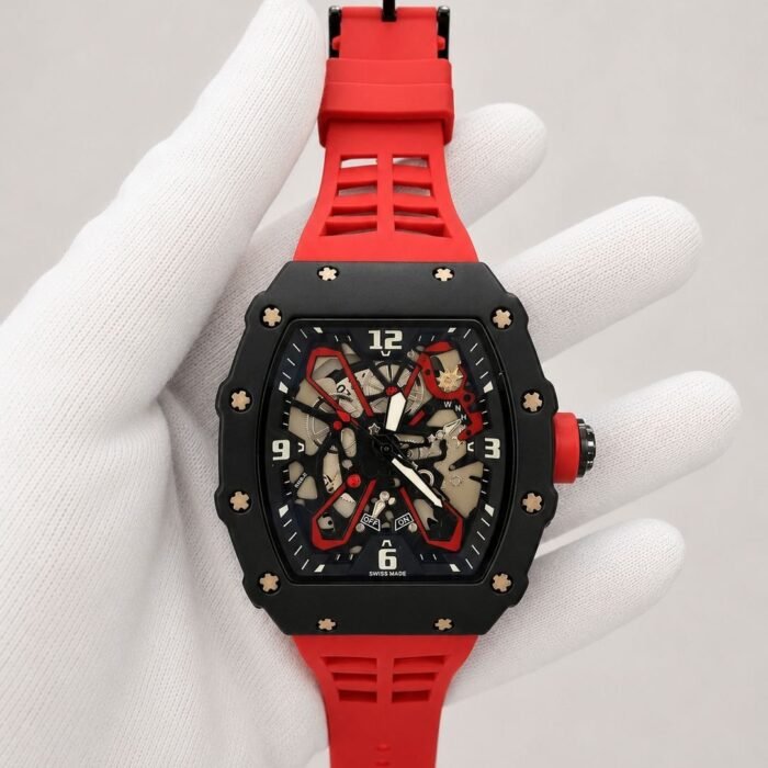 Richard Mille Skeleton Black / Red Strap
