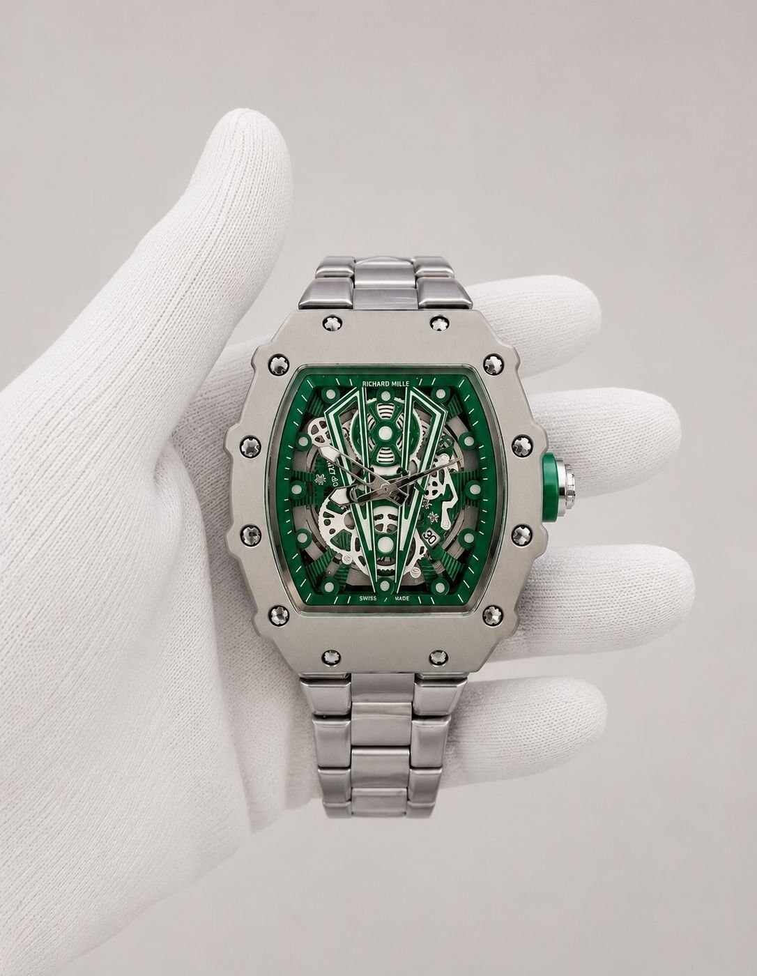 Richard Mille Skeleton Green Dial Steel