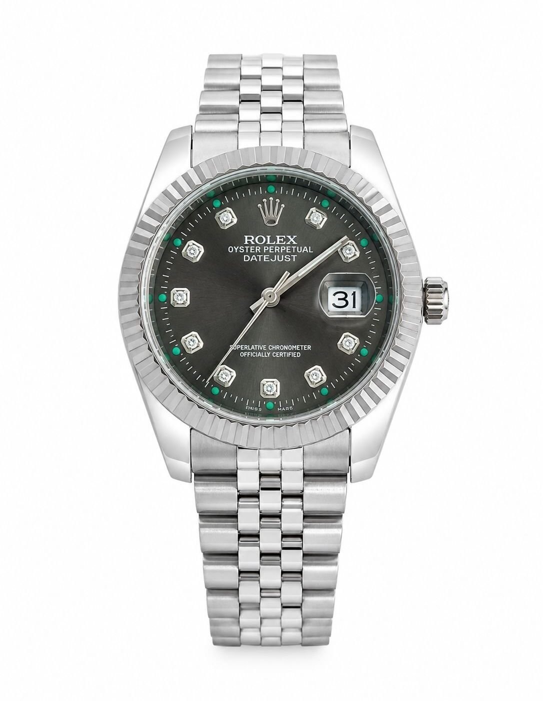 Rolex Datejust Grey Diamond Dial Steel