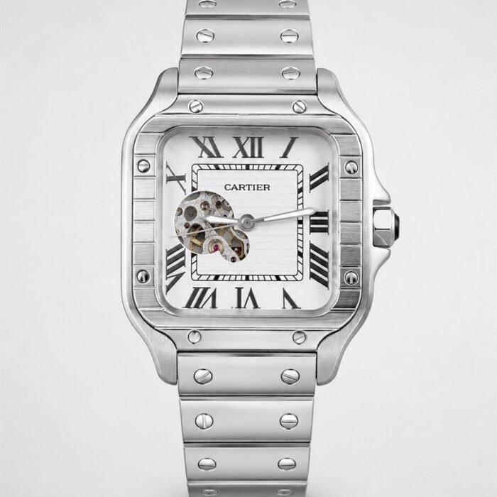 Cartier Santos Skeleton Steel / White Dial