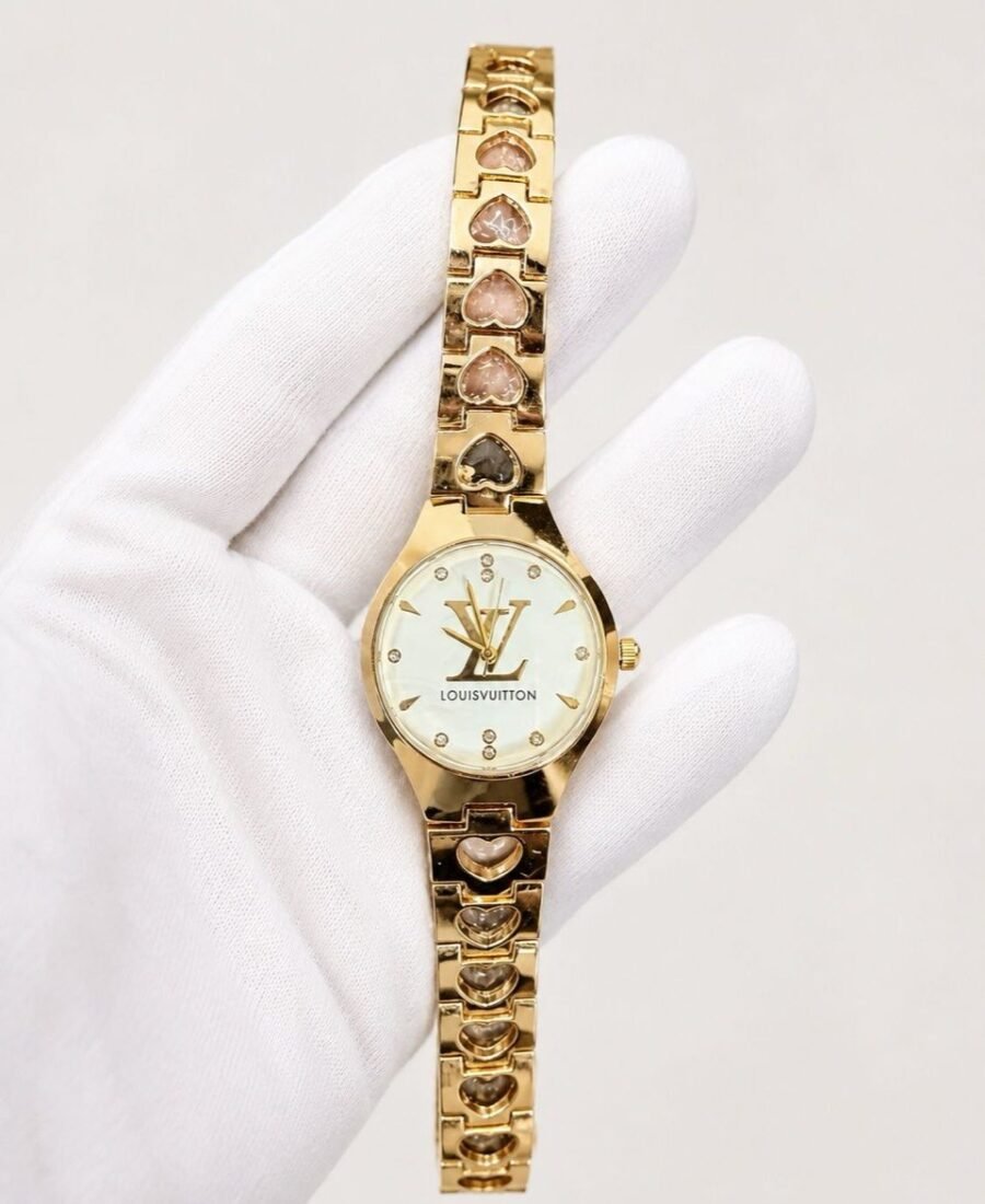 Louis Vuitton Gold Heart Bracelet Mother of Pearl #266