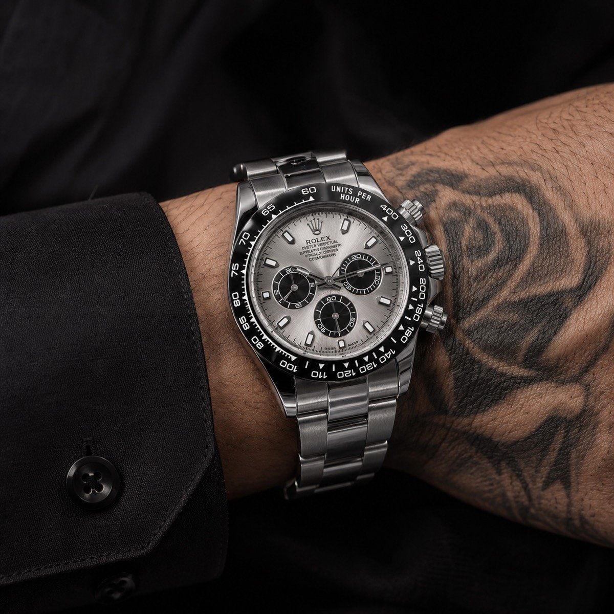 Rolex Daytona Steel Silver Dial Black Bezel